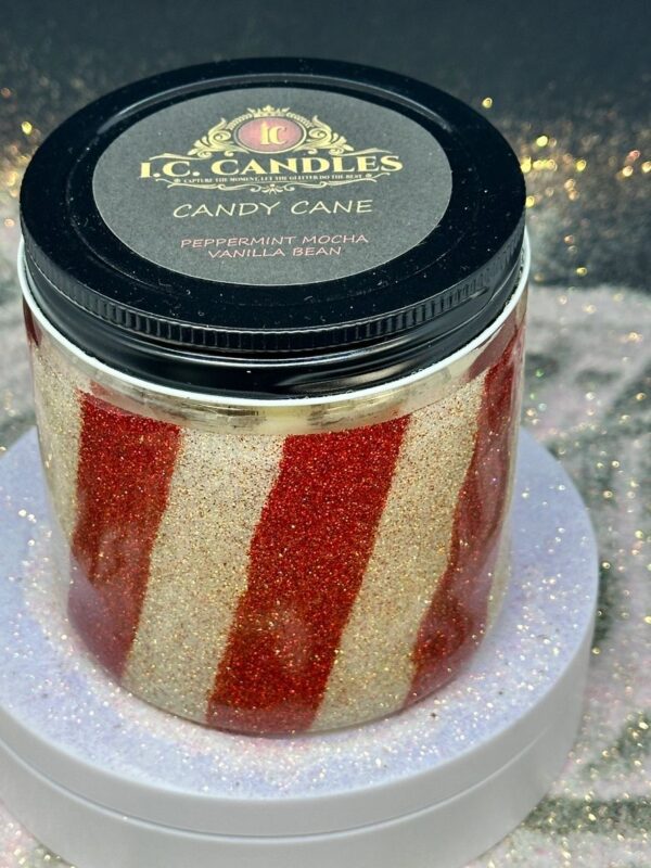 Candy Cane 16oz Refillable Glitter Jar
